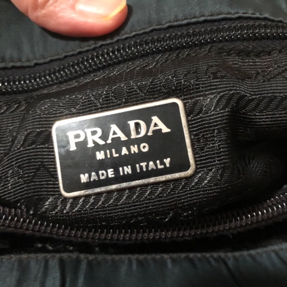 TODAY ONLY:AUTHENTIC PRADA DARK BLUE GREEN FABRIC HANDBAG - Picture 5 of 12